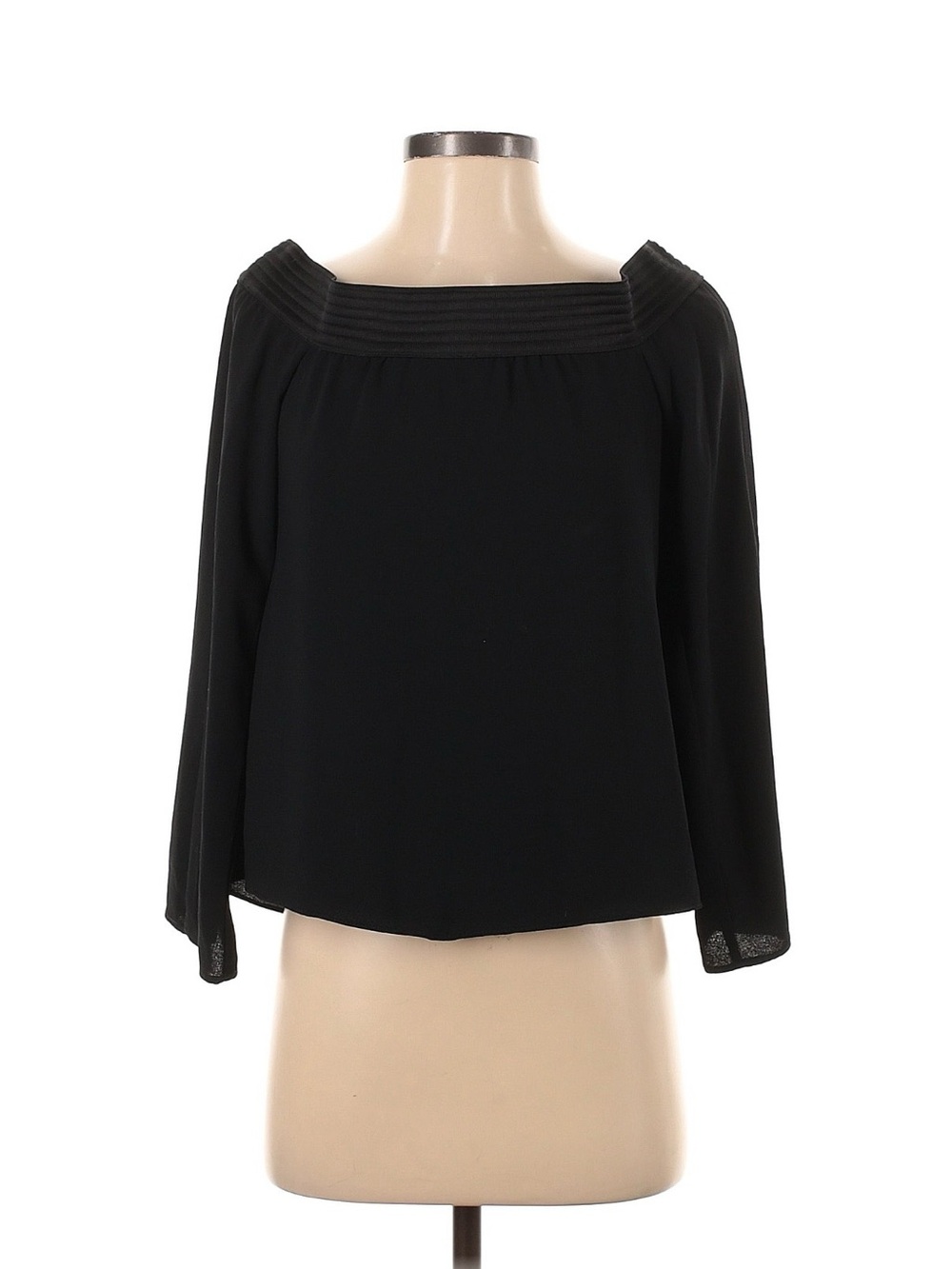 Zara Black Square-Neck Long Sleeve Top